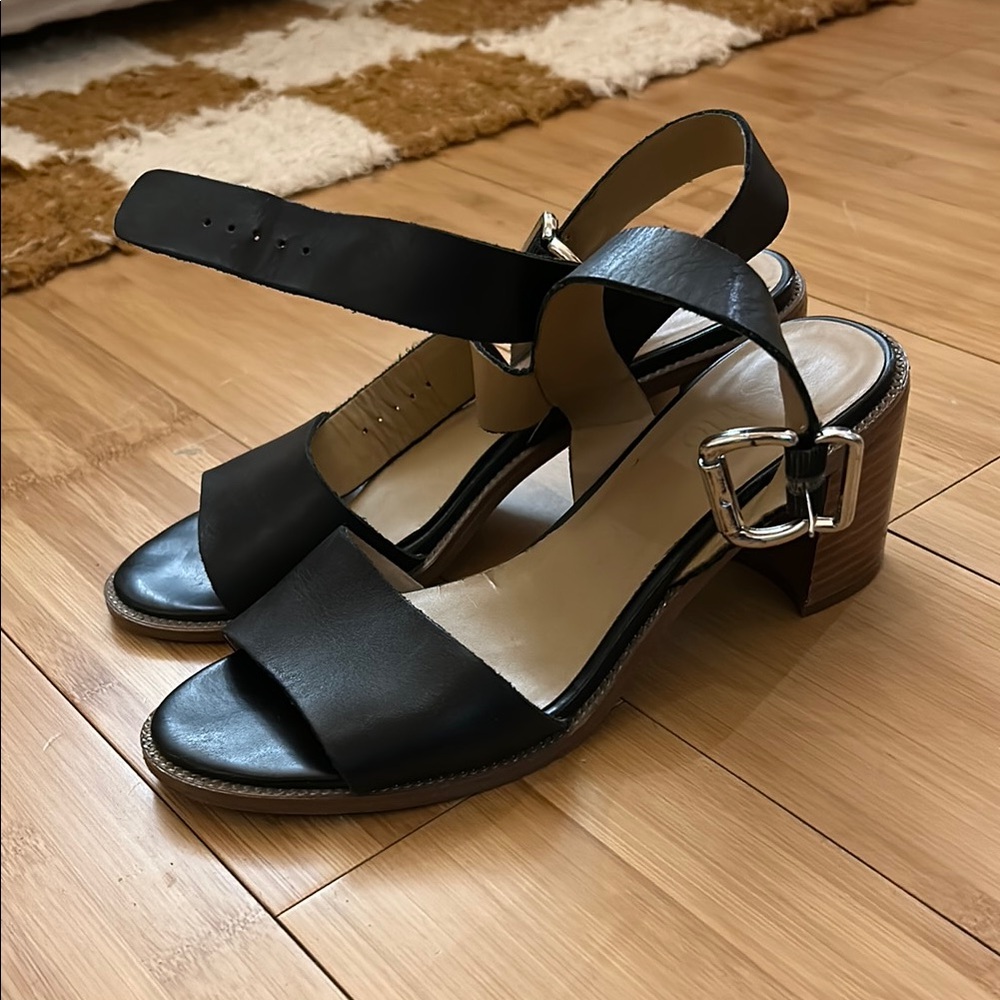 Franco Sarto Black Block Heel Sandals